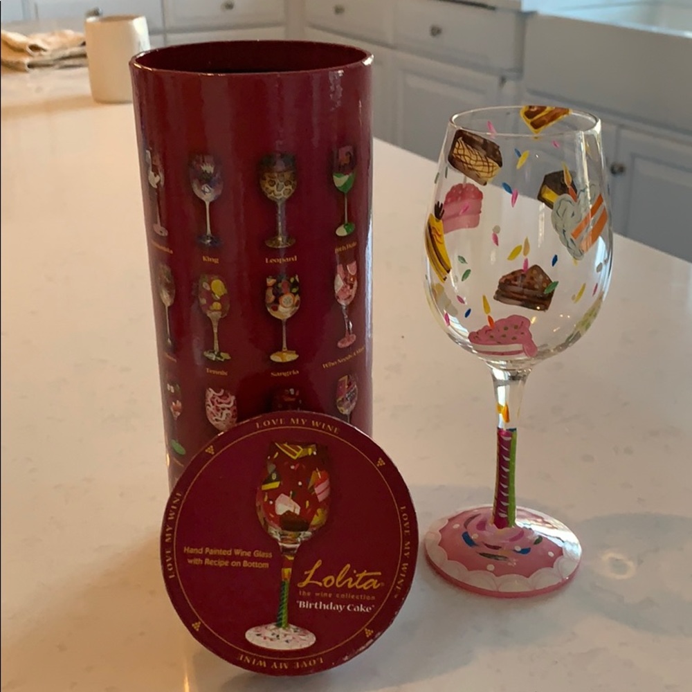 Lolita Birthday Cake Wine Glass NIB